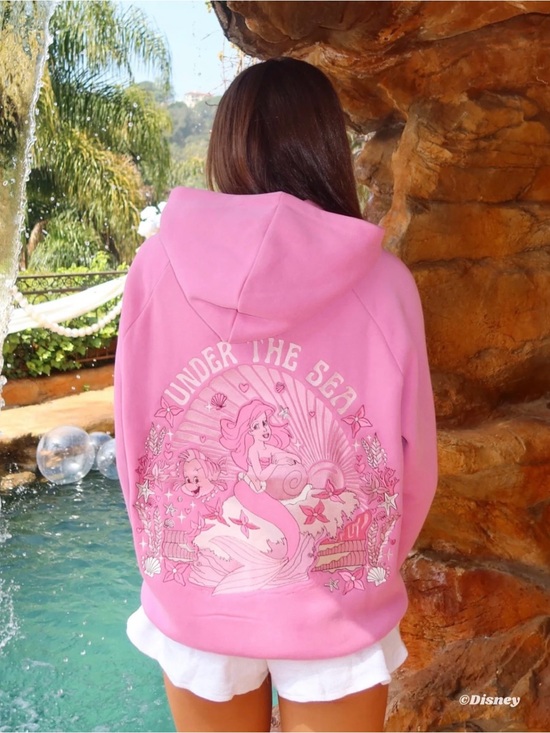 Pink Palm Puff Sweaters - Pink Palm Puff Disney Pink "Under The Sea" Ariel Hoodie BRAND NEW!!